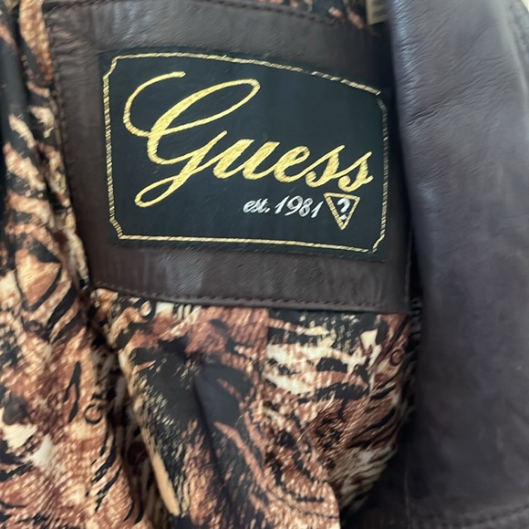 Guess brown bomber leather jacket size S - Picture 7 of 7